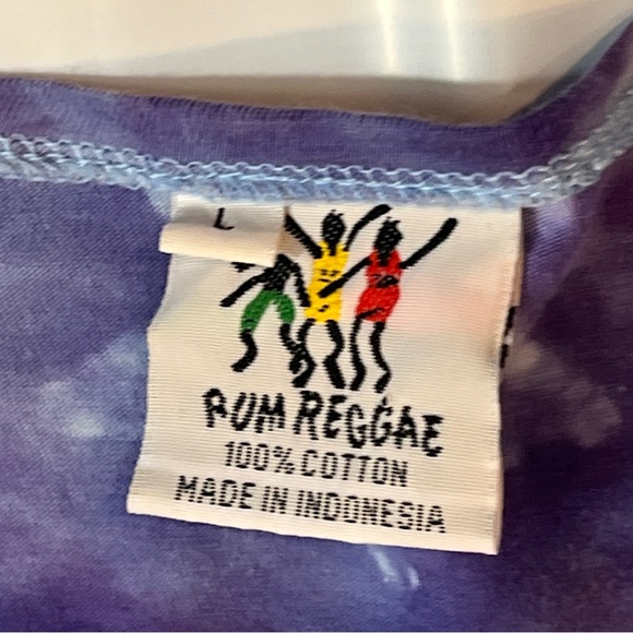 90s Purple Rum Reggae shirt Tie Dye Batik beach festival summer ART hippie Large - Picture 2 of 10